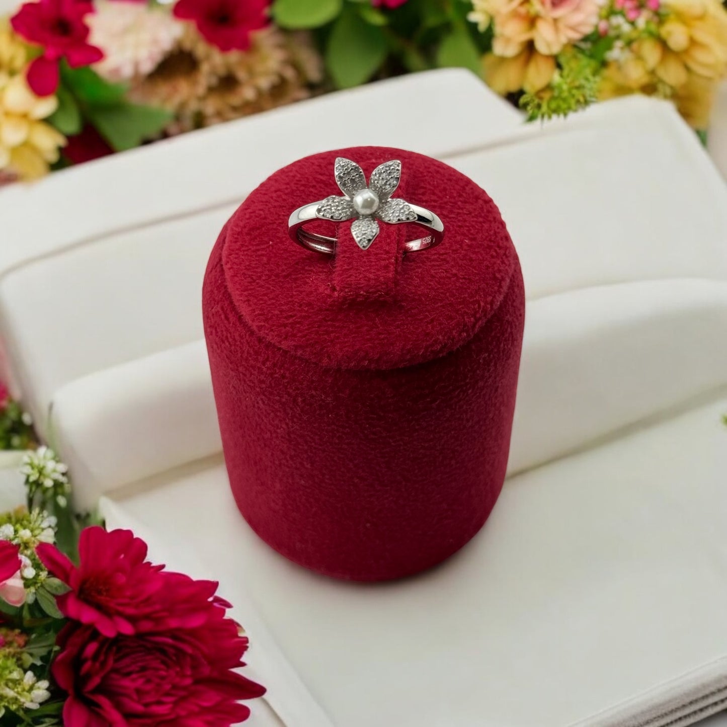 Adjustable Desert Rose Ring - Silver and Rose Gold