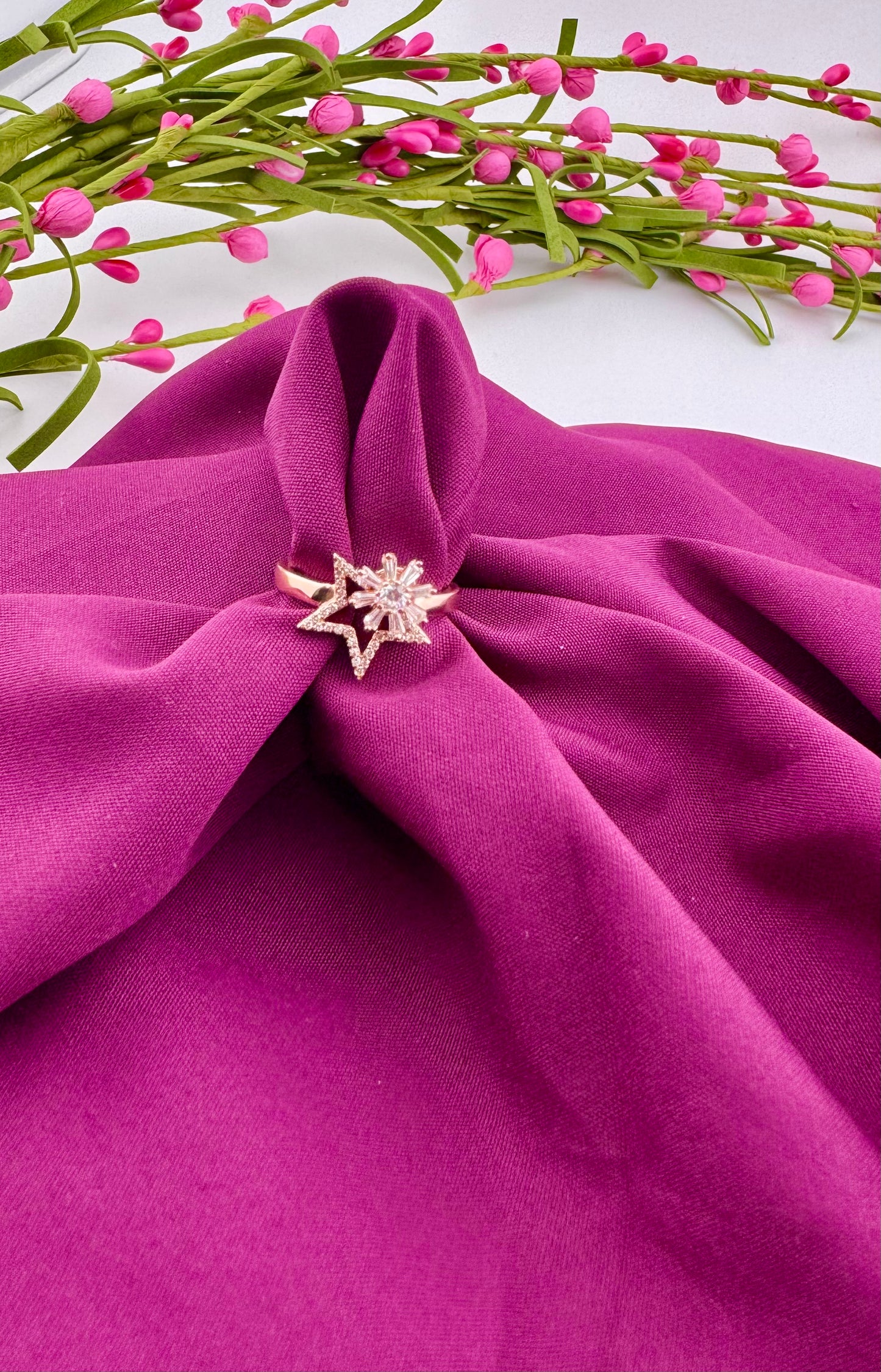 Adjustable Shinning Star Ring - Silver and Rose Gold