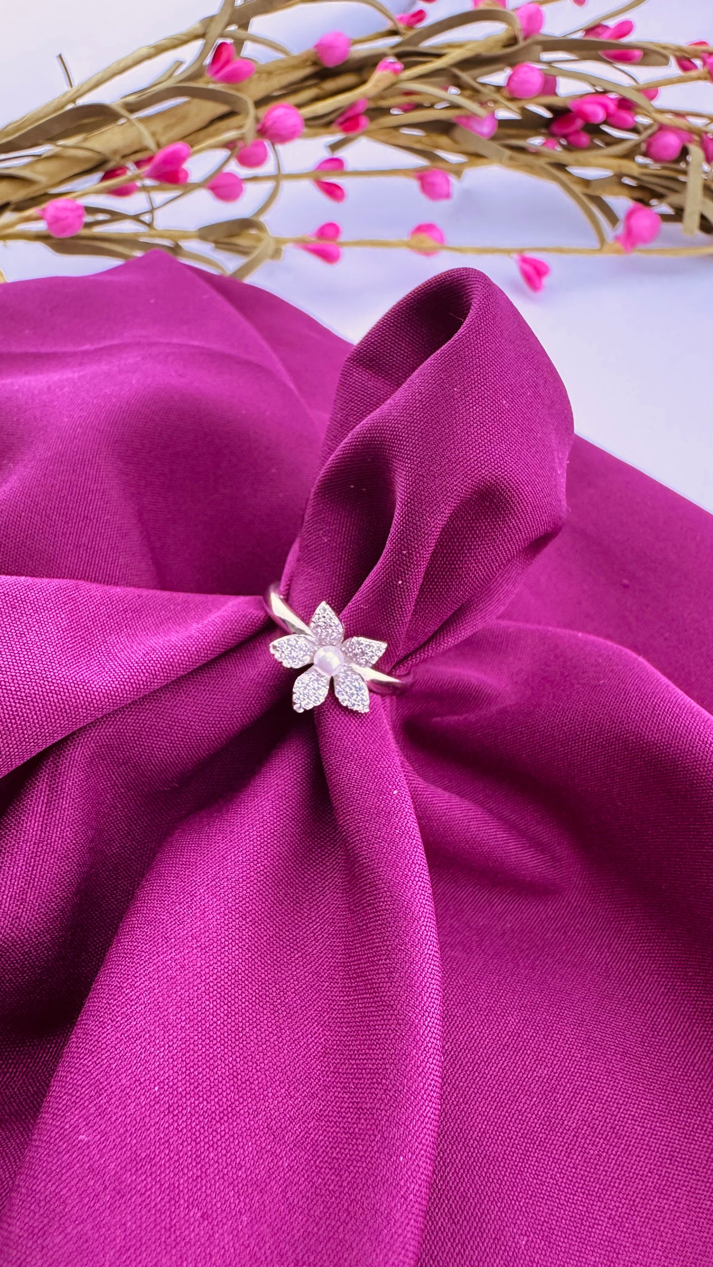 Adjustable Desert Rose Ring - Silver and Rose Gold
