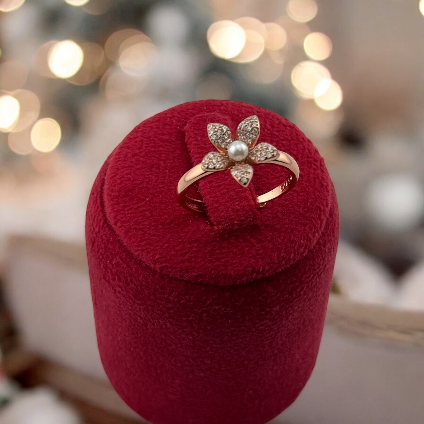 Adjustable Desert Rose Ring - Silver and Rose Gold