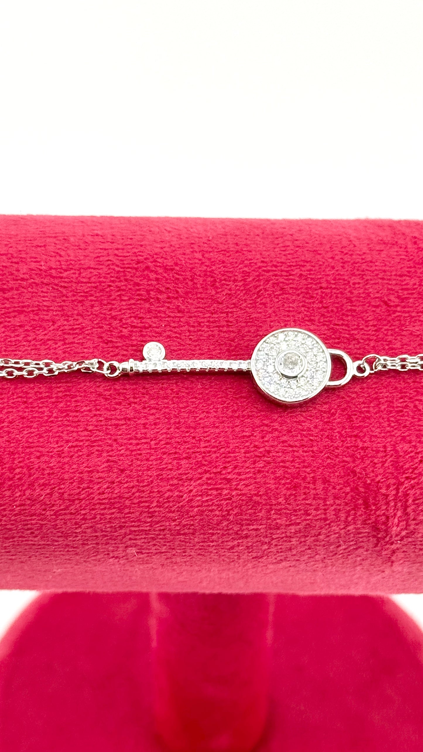 Sterling Silver Bracelet with Solid Key Design and Studs (Adjustable Size)