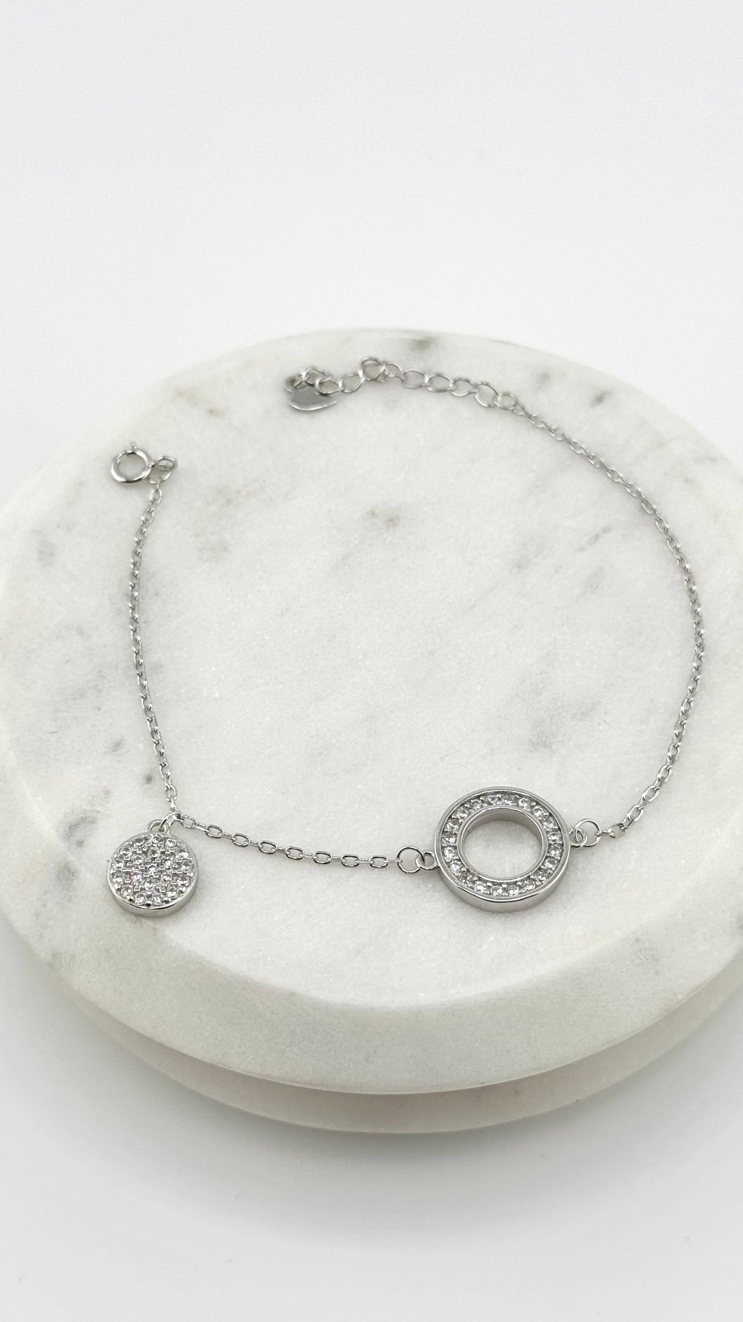 Sterling silver charm bracelet - silver and rose gold