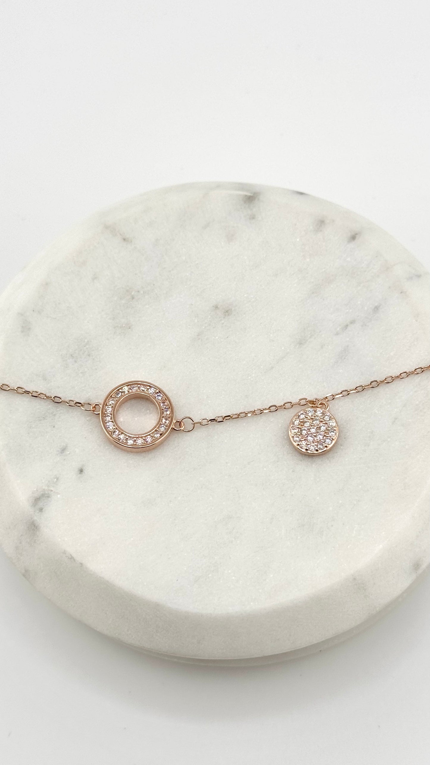 Sterling silver charm bracelet - silver and rose gold