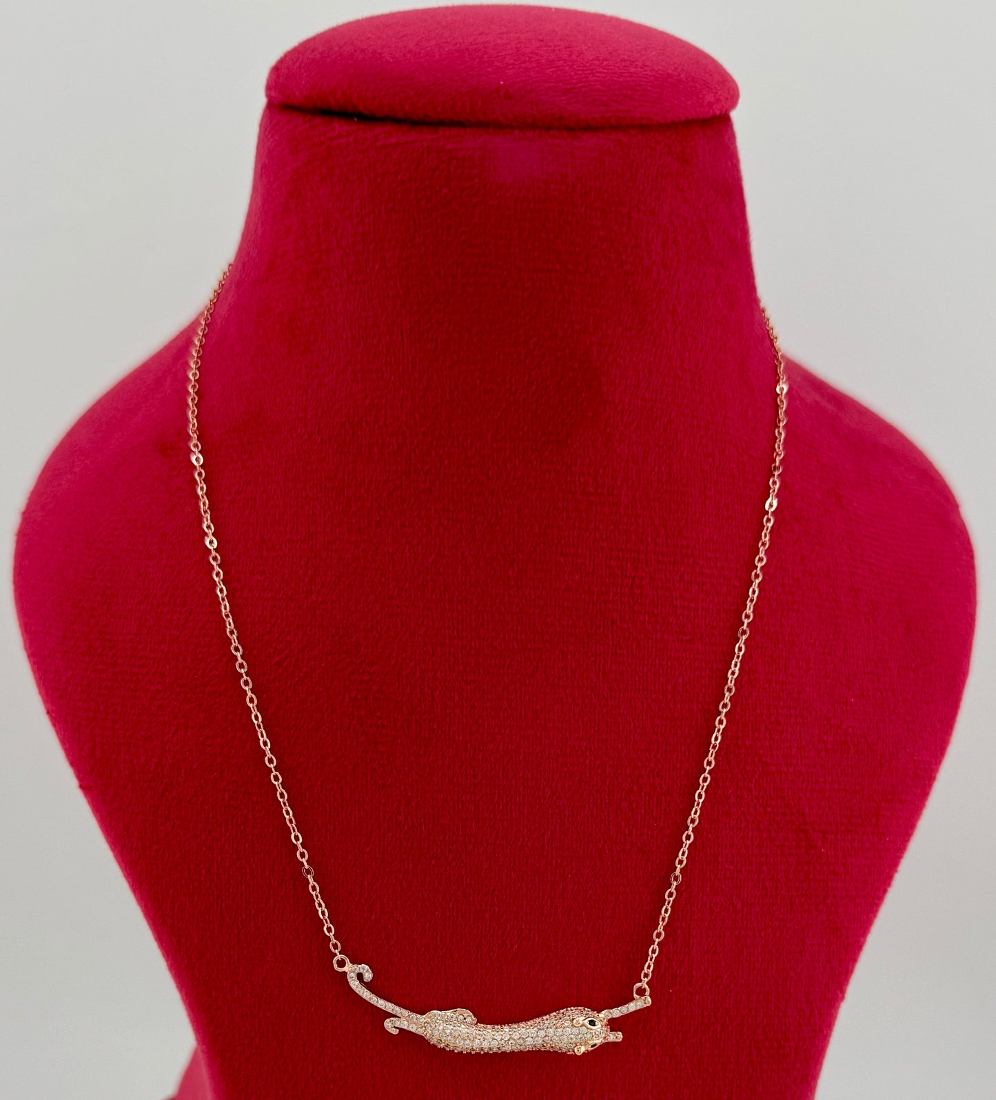 Rose Gold-Plated Sterling Silver Leopard Pendant Necklace