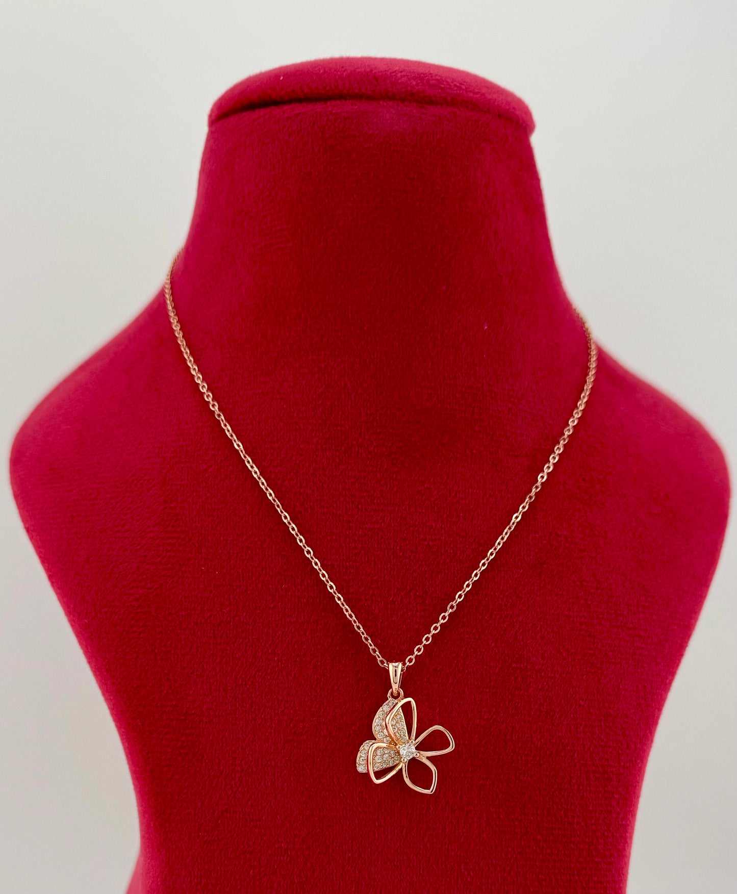 Rose Gold-Plated Sterling Silver Flower Pendant Necklace