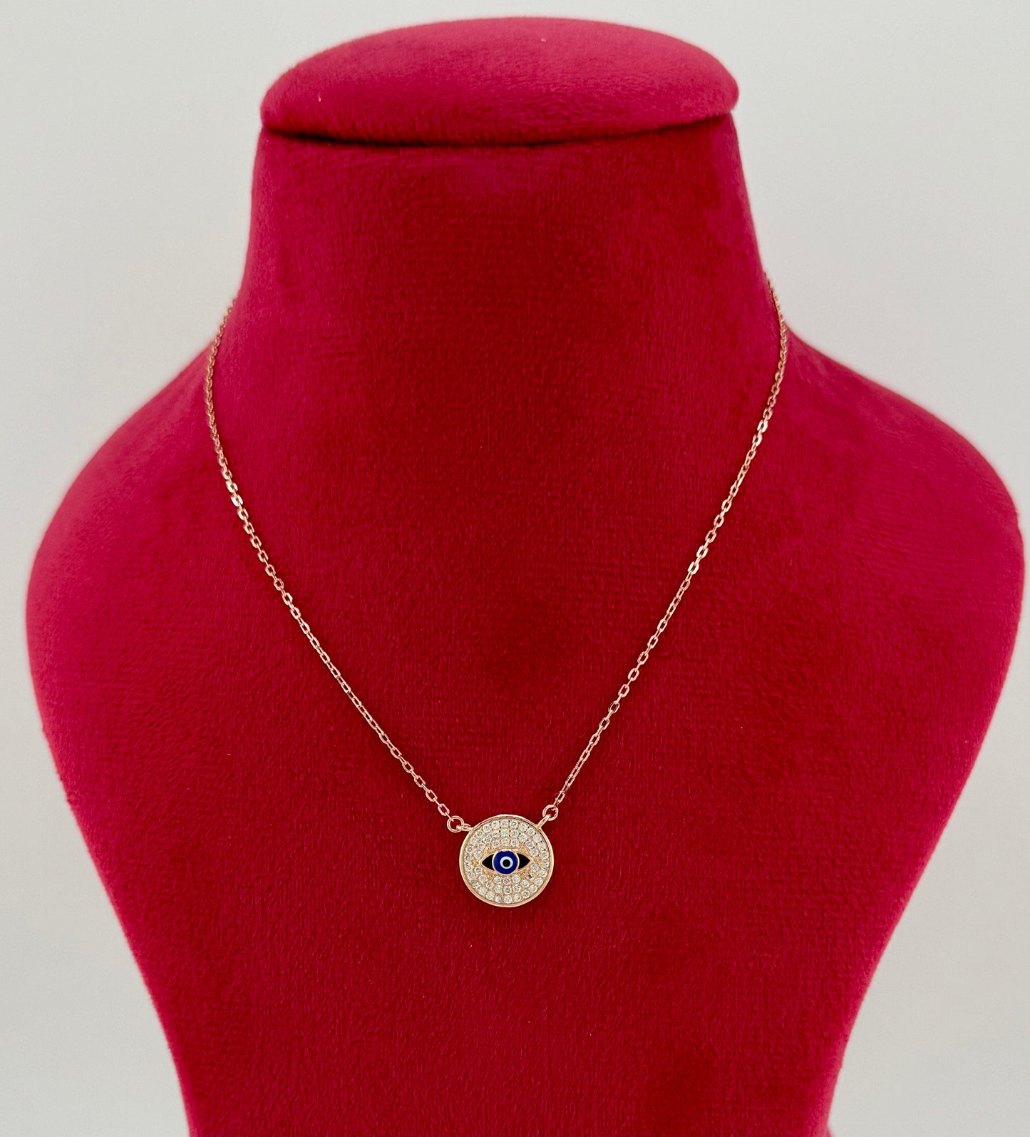 Evil Eye Pendant Necklace - Silver & Rose Gold