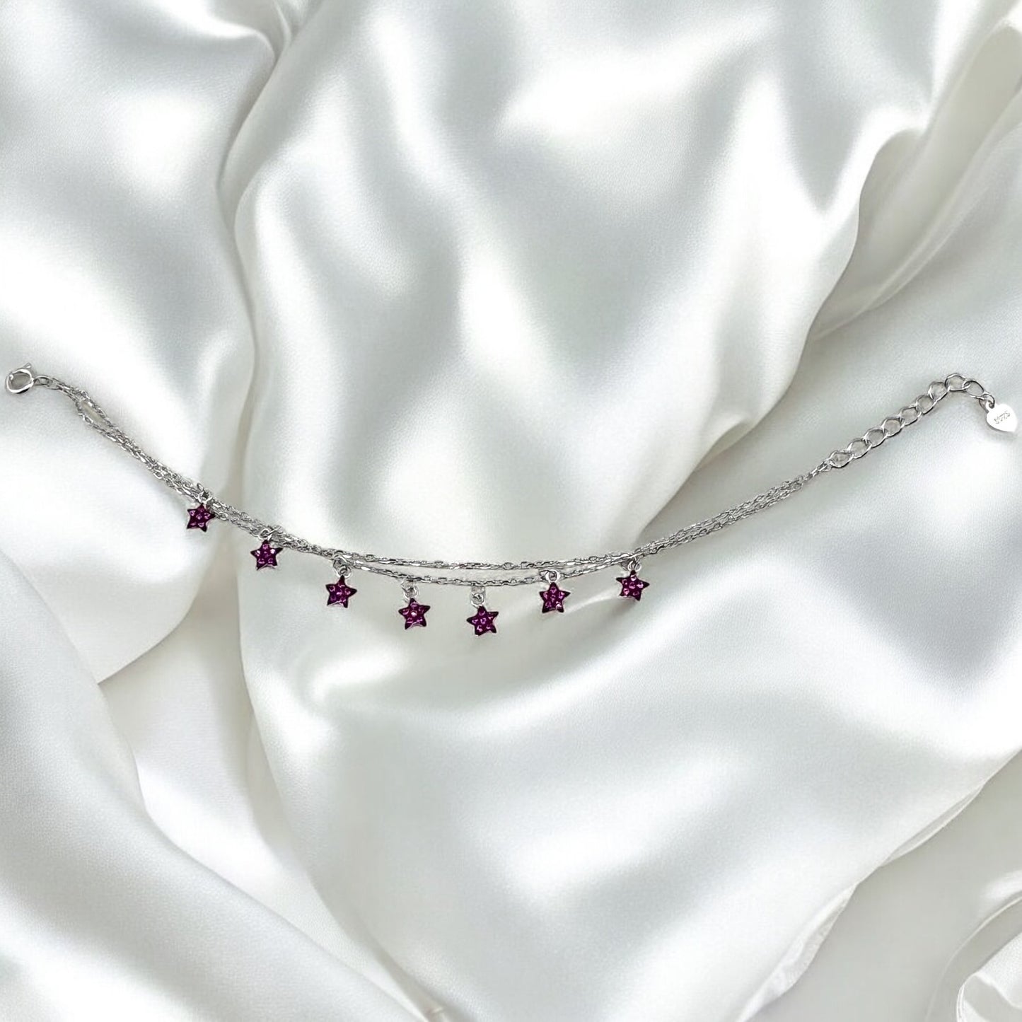 Dangling Magenta Stars Bracelet