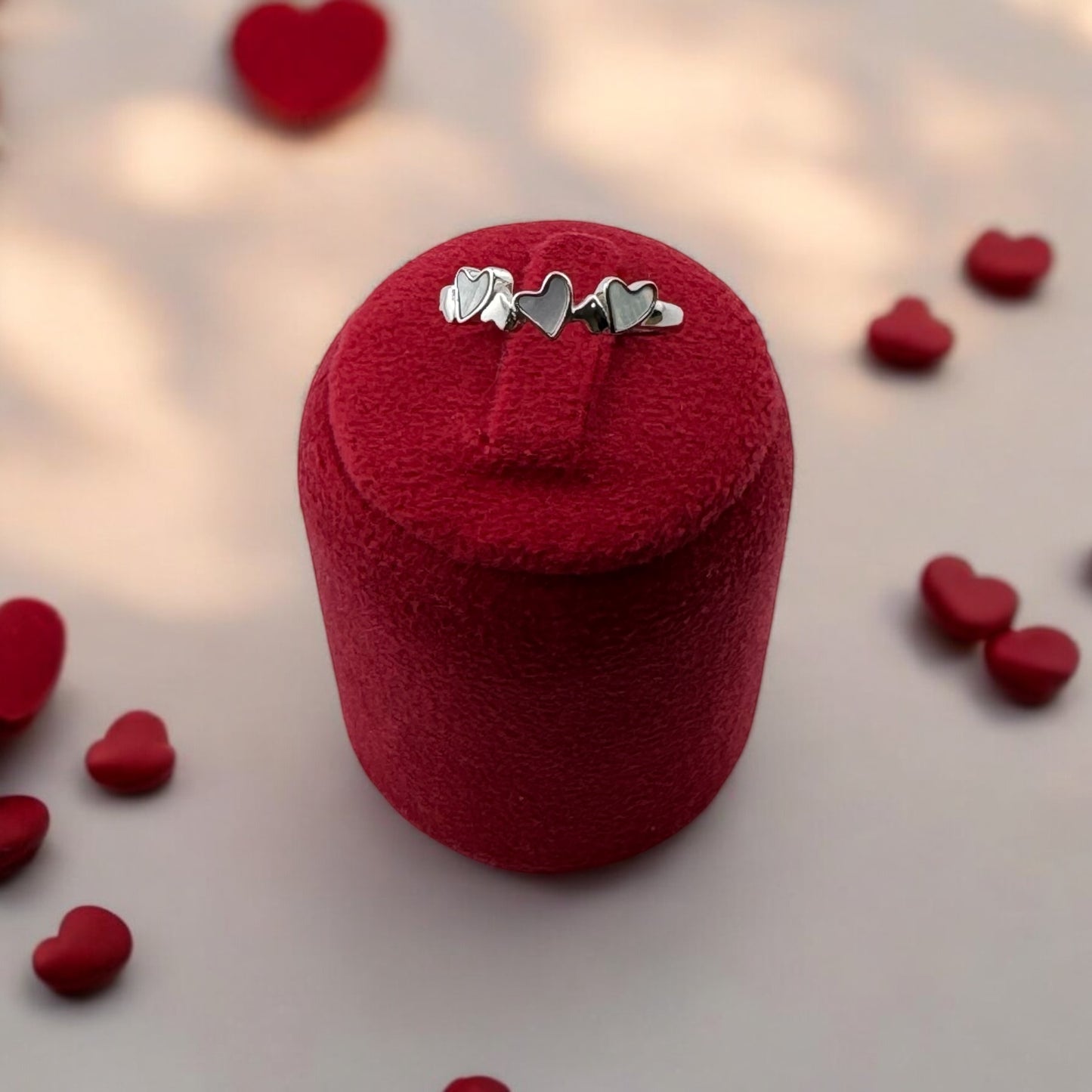 Adjustable 6E Heart Ring - Silver and Rose Gold