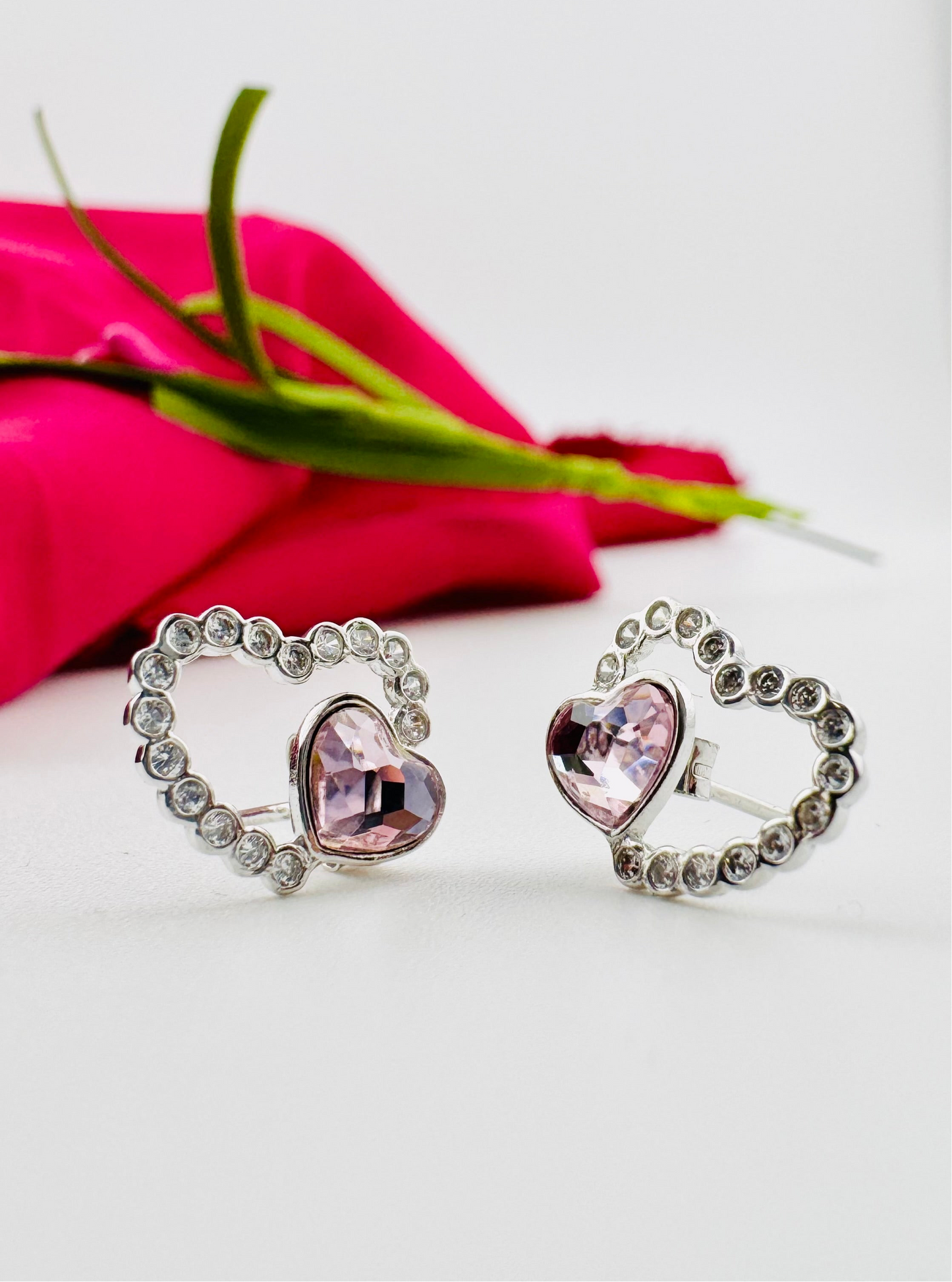 Double Heart Stud Earrings