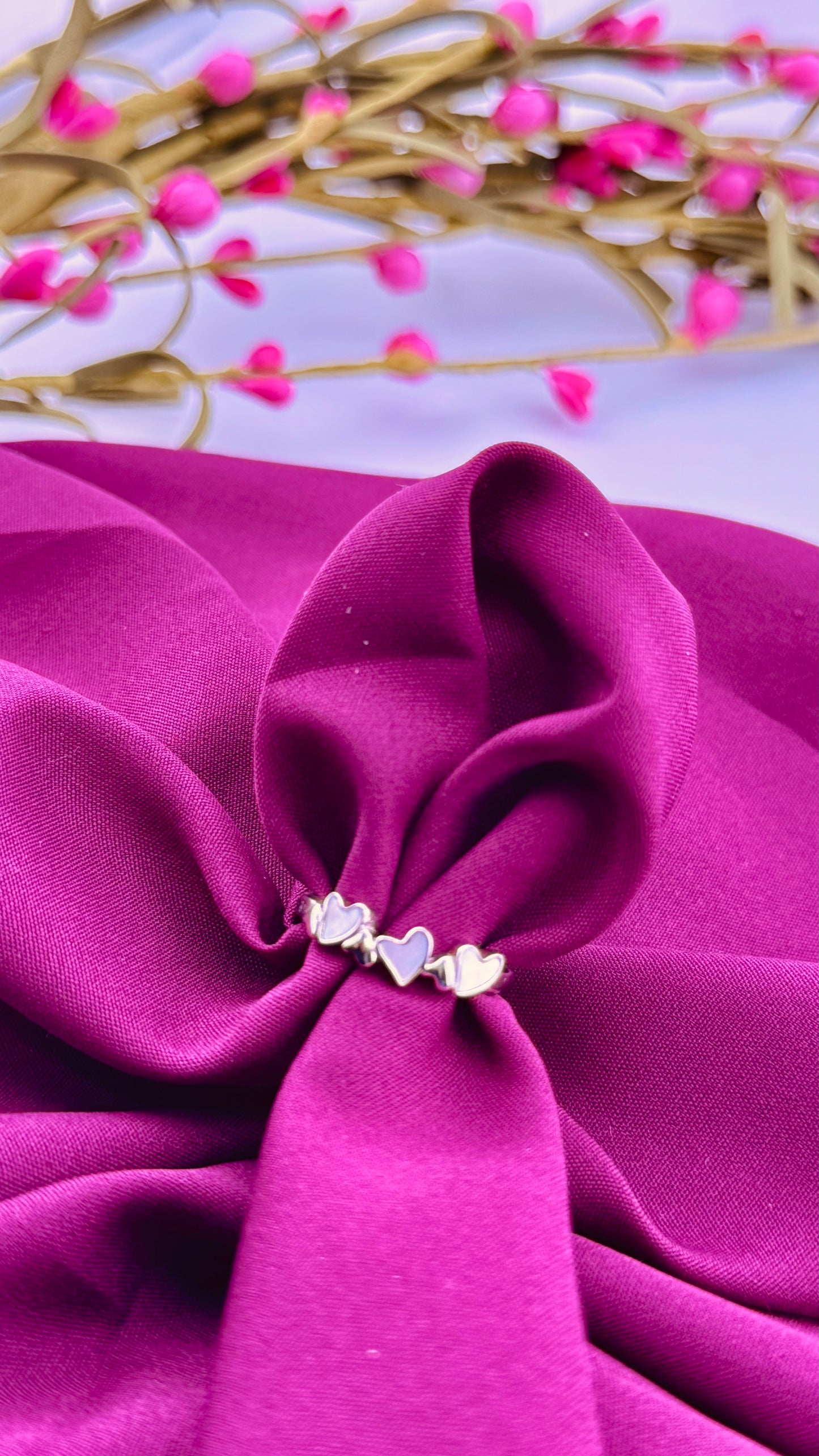 Adjustable 6E Heart Ring - Silver and Rose Gold