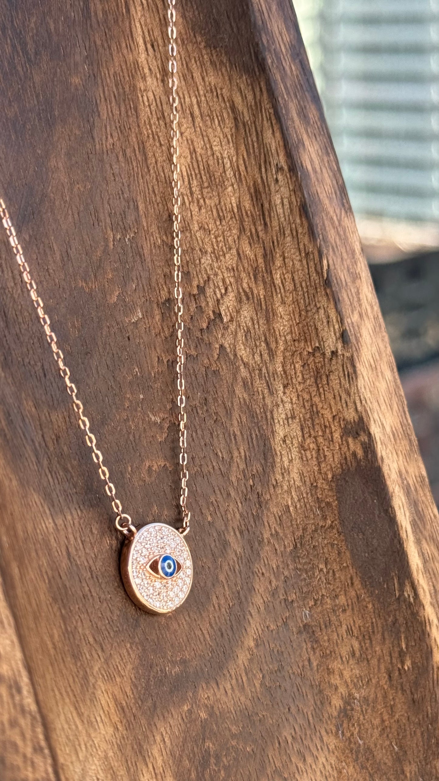 Evil Eye Pendant Necklace - Silver & Rose Gold