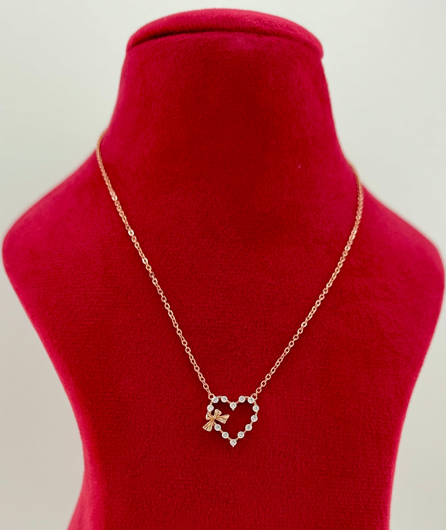 Heart Pendant with Bow Necklace