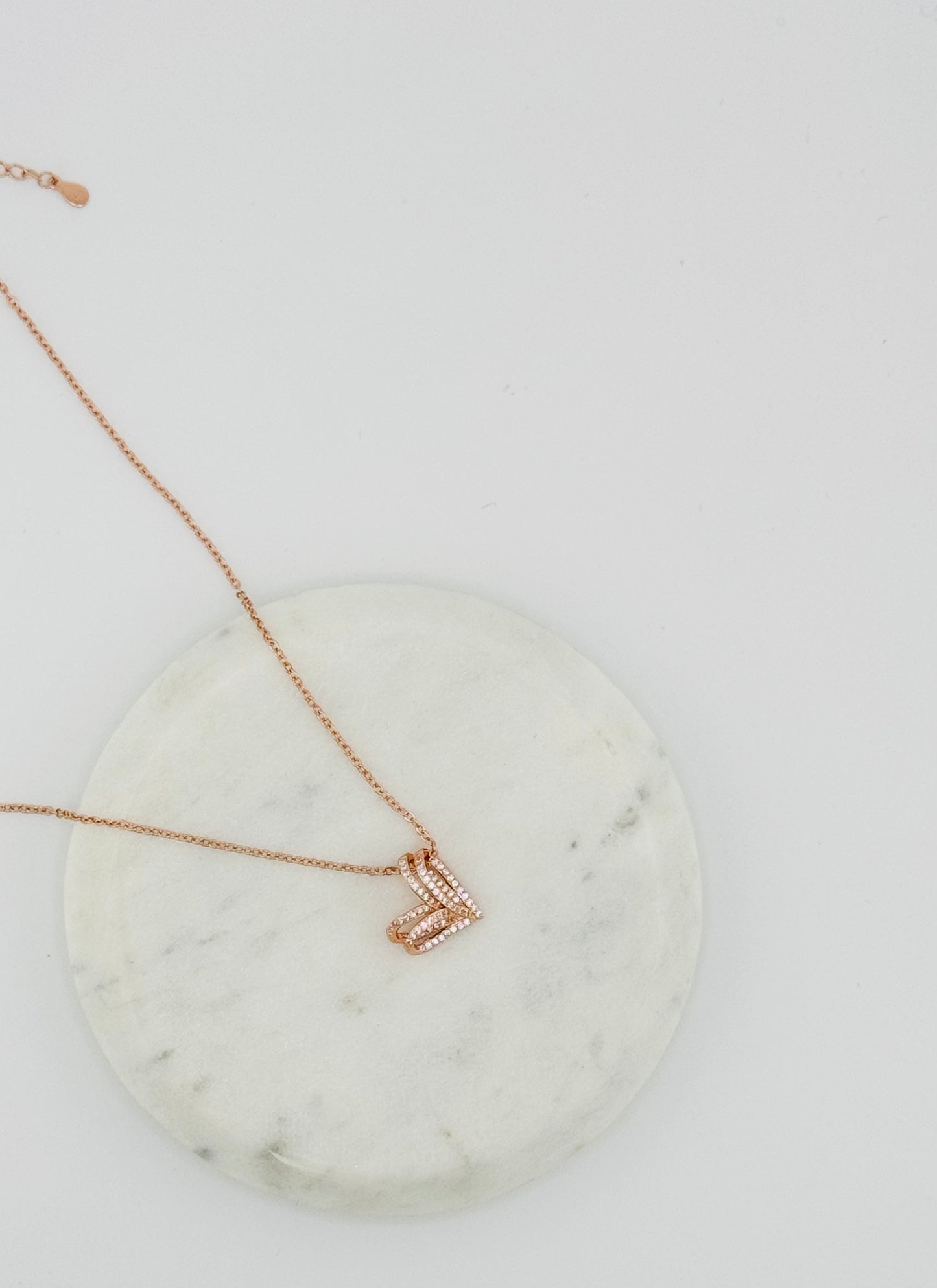 Rose Gold-Plated Double Heart Pendant Necklace