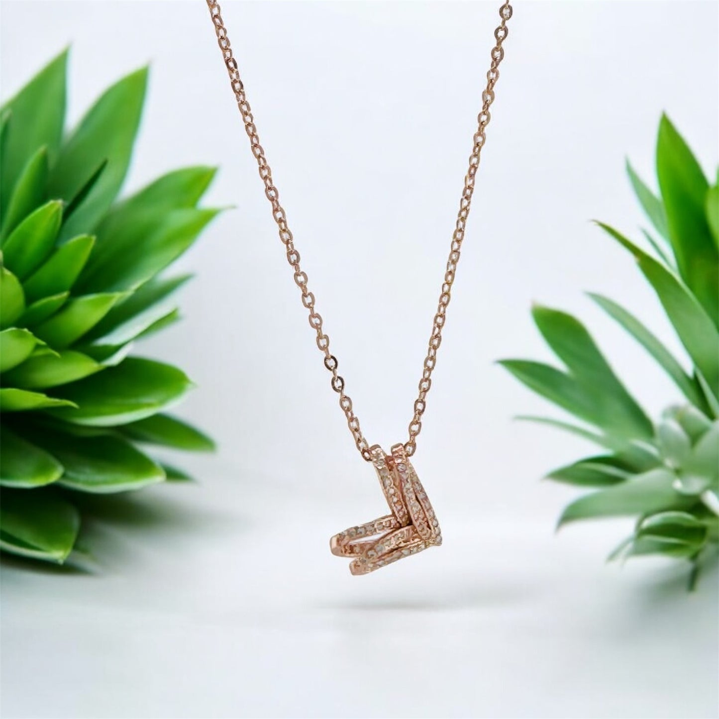 Rose Gold-Plated Double Heart Pendant Necklace