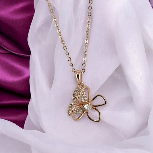 Rose Gold-Plated Sterling Silver Flower Pendant Necklace