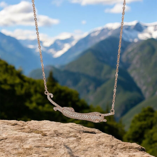 Rose Gold-Plated Sterling Silver Leopard Pendant Necklace