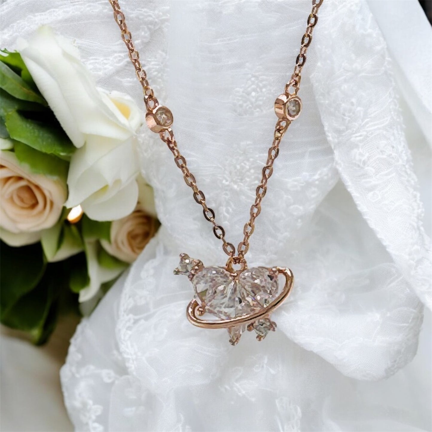 Elegant Crystal Heart Pendant Necklace